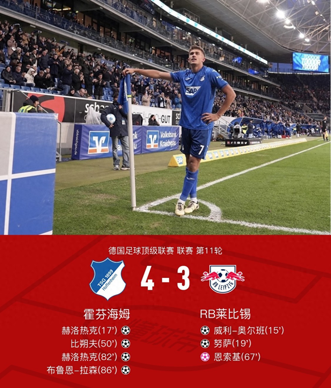 霍芬海姆客场大胜，追赶欧战资格的简单介绍